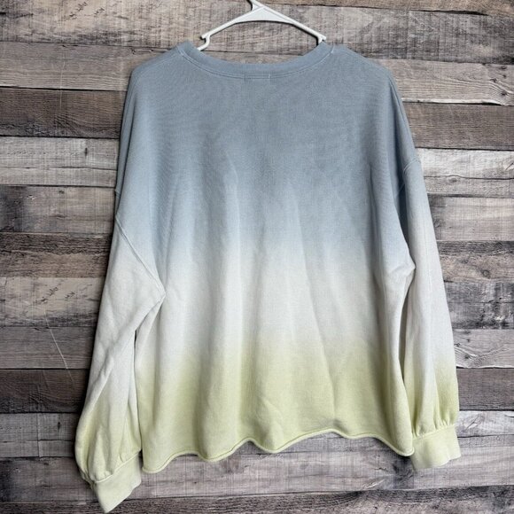 Rails Reeves Blue Mint Dip Dye Sweatshirt Size Medium Womens Ombre Gradient - Picture 2 of 10